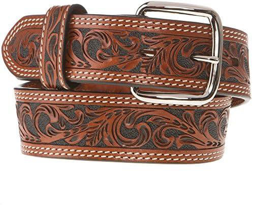 Dark Tooled Leather Kids Belt