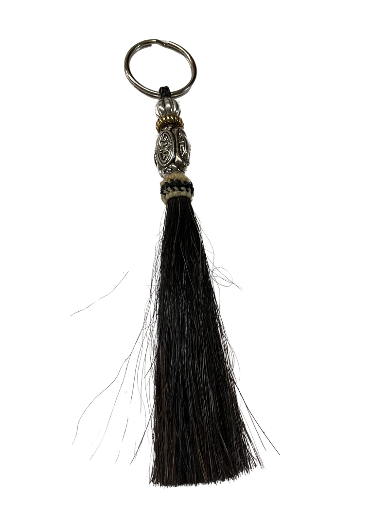 Horse Hair Tassel w/Beads Keychain