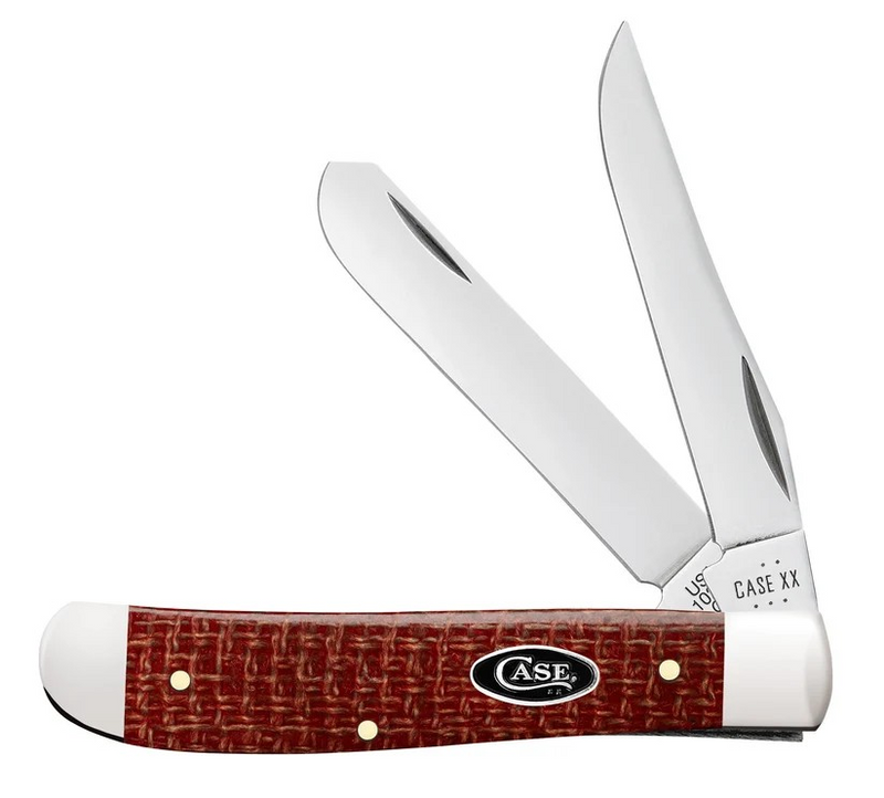 Case Dark Red Burlap Micarta Smooth Mini Trapper