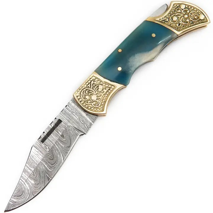 Handcrafted Damascus Skinner Knife w/Sheath