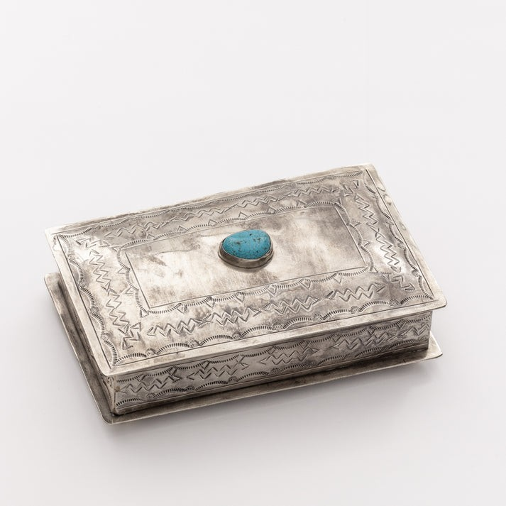 Stamped Rectangle Box w/Turquoise