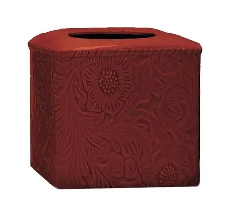 Savannah Ceramic Tissue Box Cover - Red