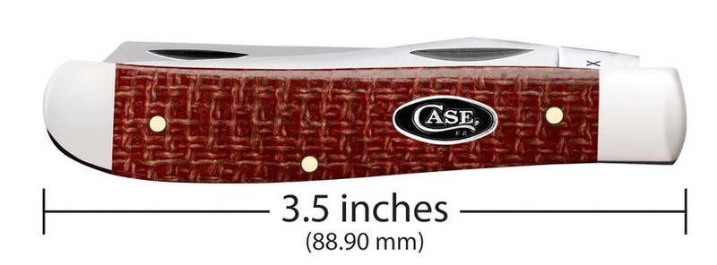 Case Dark Red Burlap Micarta Smooth Mini Trapper