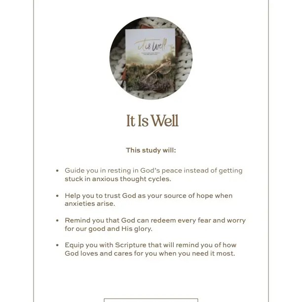 It Is Well - 3 Week Bible Study