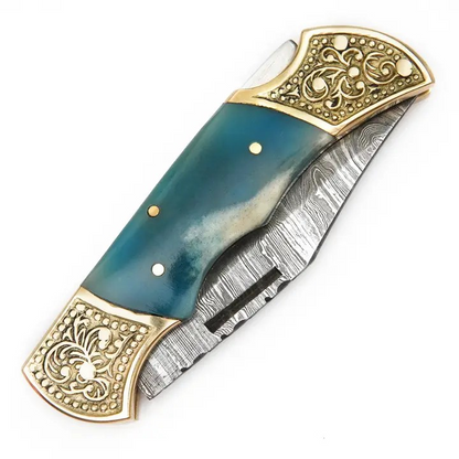 Handcrafted Damascus Skinner Knife w/Sheath