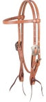 Browband Headstall- Harness Leather with Salinas Buckle Latigo Ties