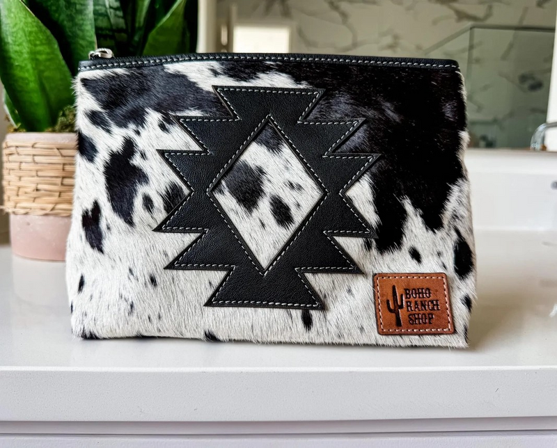 Cowhide Aztec Makeup Bag