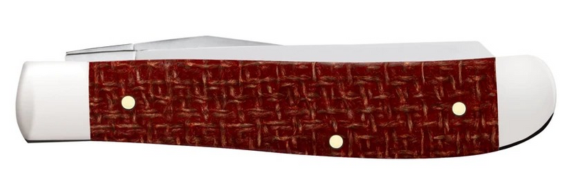 Case Dark Red Burlap Micarta Smooth Mini Trapper