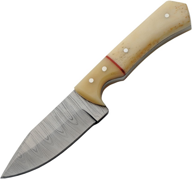Bleached Bone Damascus Skinner
