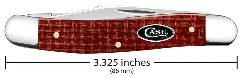 Case Dark Red Burlap Micarta Smooth Medium Stockman