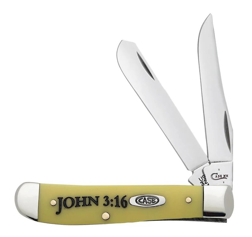 Case Yellow Synthetic Smooth Mini Trapper w/John 3:16
