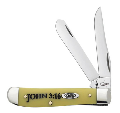 Case Yellow Synthetic Smooth Mini Trapper w/John 3:16